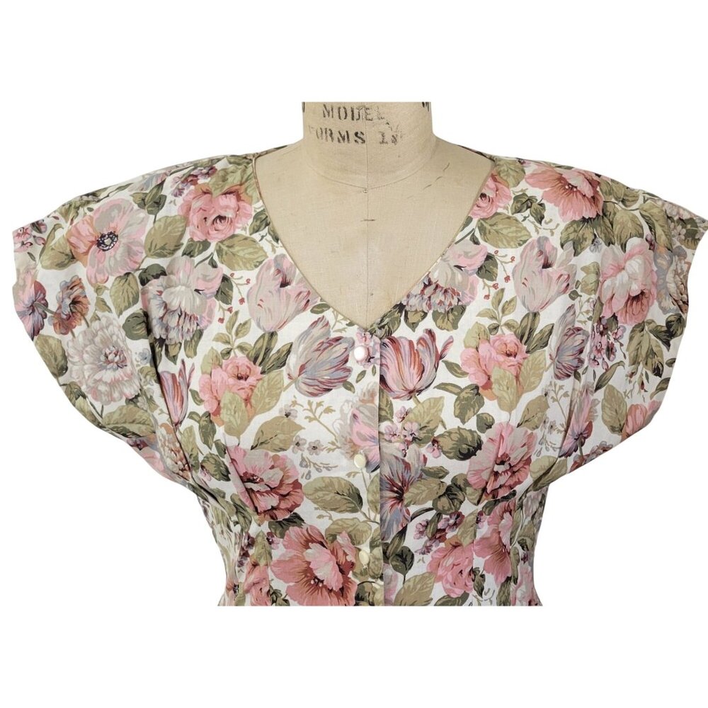 Vintage Garden Party Cottagecore Romantic Floral Dress - Picture 4 of 8